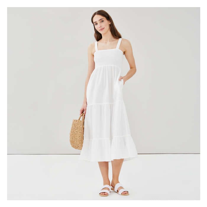 Aux Femmes Robe maxi froncée - Blanc Pur